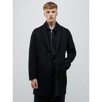 River Island Faux Wool Overcoat - Black