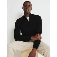 River Island Smart Viscose Half Zip Knitted Jumper - Black