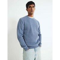 River Island Ribbed Easy Crew Neck Knitted Jumper - Blue