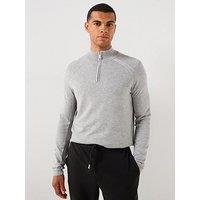 River Island Smart Viscose Half Zip Knitted Jumper - Grey