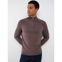 River Island Smart Viscose Half Zip Knitted Jumper - Purple