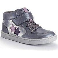 Start-Rite Orbit Star Slate Grey Pearlised Leather Girls Rip Tape Casual Boots
