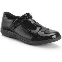 Start-Rite Novel Girls & Patent T Bar Rip Tape Dual Fit School Shoes - Black
