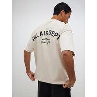 River Island Short Sleeve Over Sized Palais Dept T-Shirt - Light Grey