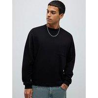 River Island Long Sleeve Pocket Reverse Seam T-Shirt - Black