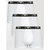 Emporio Armani Bodywear 3 Pack Eva Waistband Stretch Cotton Trunks - White