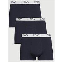 Emporio Armani Bodywear 3 Pack Eva Waistband Stretch Cotton Trunks - Navy