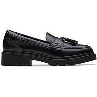 Clarks Lauryl Tassel Leather Loafers - Black