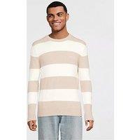 River Island Striped Rib Knitted Jumper - Beige