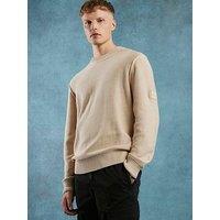 River Island Badged Knitted Jumper - Beige