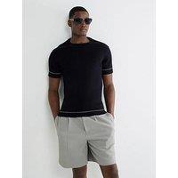 River Island Short Sleeve Rib Knitted T-Shirt - Black