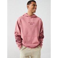 River Island Washed Effect Embroidered Hoodie - Red