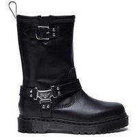 Dr Martens Anistone Tall Pull On Leather Biker Boots - Black