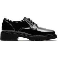 Clarks Wide Fit Lauryl Lace Patent Shoes - Black