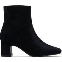 Clarks Fernie Zip Suede Boots - Black