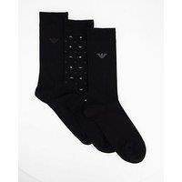 Emporio Armani Bodywear 3 Pack Allover Eagle Crew Socks - Black