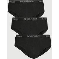 Emporio Armani Bodywear 3 Pack Eva Waistband Stretch Cotton Briefs - Black