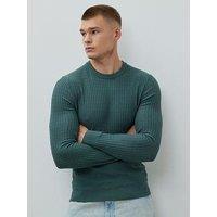 River Island Brick Muscle Fit Knitted Jumper - Green