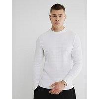 River Island Brick Muscle Fit Knitted Jumper - White