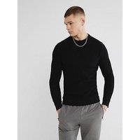 River Island Brick Muscle Fit Knitted Jumper - Black