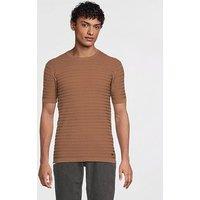 River Island Luca Muscle Fit Knit T-Shirt - Brown