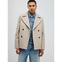 River Island Premium Wool Peacoat - Beige