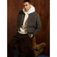 River Island Boucle Wool Bomber - Light Brown