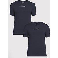 Emporio Armani Bodywear 2 Pack Pipe Detail T-Shirts - Navy