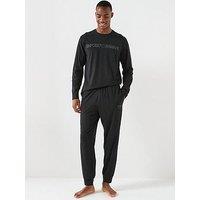 Emporio Armani Bodywear Megalogo Jersey Pyjama Set - Black