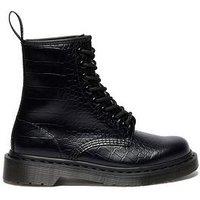 Dr Martens 1460 Croco 8 Eye Boot Atlas Croc Emboss - Black