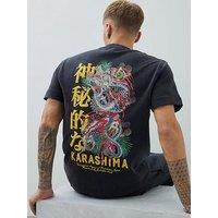 River Island Short Sleeve Regular Fit Loopback Japan T-Shirt - Black