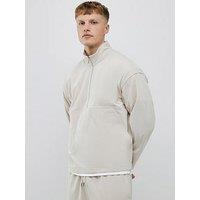 River Island Long Sleeve Cord Funnel Neck Sweatshirt - Beige