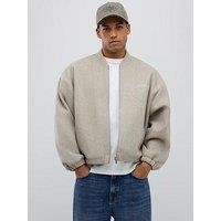 River Island Long Sleeve Sanctuaire Felt Bomber Jacket - Beige