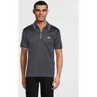 River Island Zip Through Tipped Polo Shirt - Navy