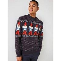 Only & Sons Crew Neck Knitted Christmas Elf Jumper - Navy