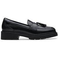 Clarks Wide Fit Lauryl Tassel Leather Loafers - Black