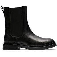 Clarks Previa Top Leather Boots - Black
