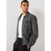 River Island Check Harrington Jacket - Dark Grey