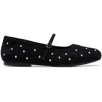 Clarks Livia Stud Suede Ballerinas - Black