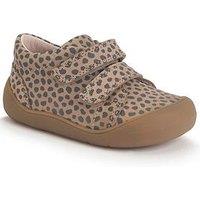 Start-Rite Scoot Taupe Nubuck Dotty Doube Rip Tape Girls First Shoes