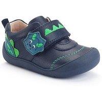 Start-Rite Tread Navy Leather Boys Dinosaur Rip Tape First Shoes