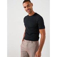 River Island Luca Muscle Fit Knit T-Shirt - Black