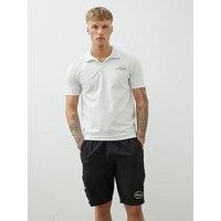 River Island Stripe Open Neck Polo Shirt - Cream