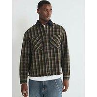 River Island Canvas Collar Check Overshirt - Brown