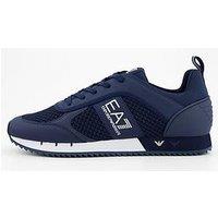 Ea7 Emporio Armani Side Logo Mesh & Pu Runner Trainers - Navy