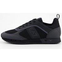 Ea7 Emporio Armani Side Logo Mesh & Pu Runner Trainers - Black
