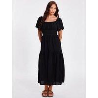 Quiz Black Short Sleeve Midaxi Dress
