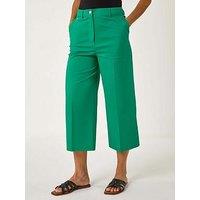Roman Cotton Culotte Trousers - Green