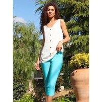 Roman Cropped Stretch Trouser - Turquoise