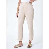Roman Petite Cotton Blend Stretch Chino Trousers - Stone